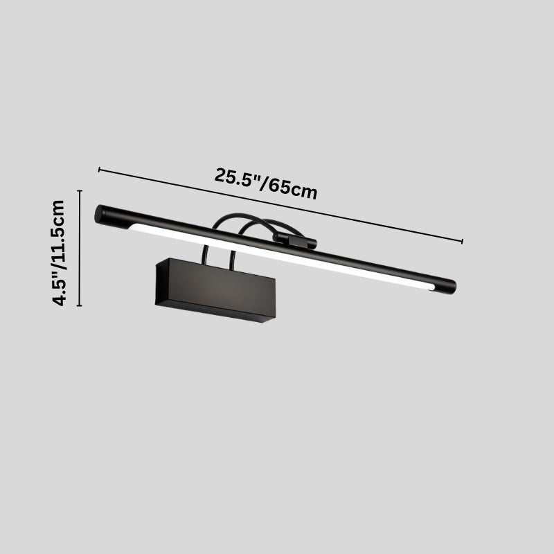 "A modern LED wall lamp with labeled dimensions, showcasing its sleek design and 25-inch length."