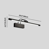 "A modern LED wall lamp with labeled dimensions, showcasing its sleek design and 25-inch length."