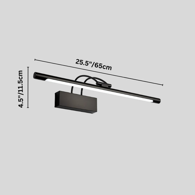 "A modern LED wall lamp with labeled dimensions, showcasing its sleek design and 25-inch length."