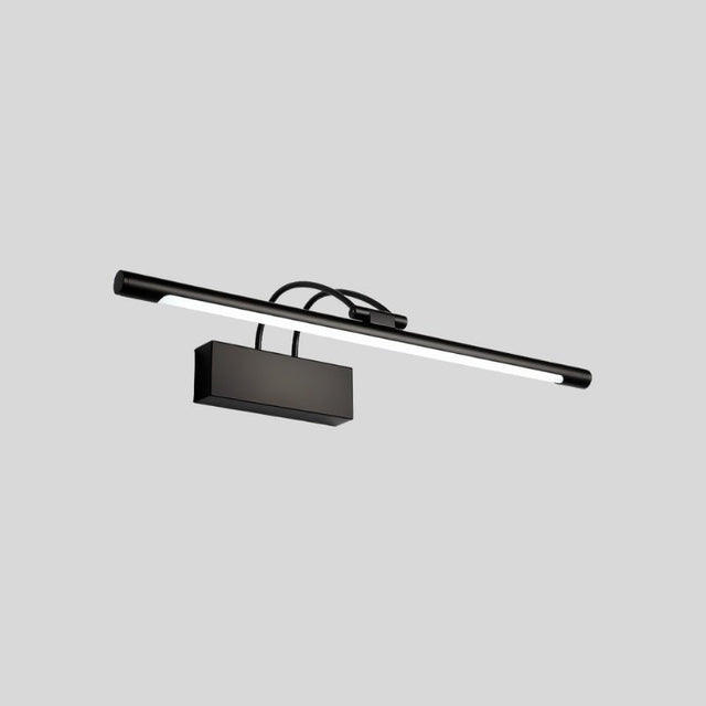 "A modern, linear LED wall lamp in a black finish, showcasing its sleek design."