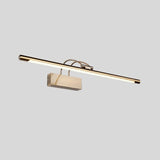 "A modern, linear LED wall lamp in a gold finish, showcasing its sleek design."