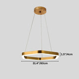 "Dimensions of a gold stainless steel chandelier with an extra large hexagonal frame: 31.4 inches in width and 1.5 inches in depth."