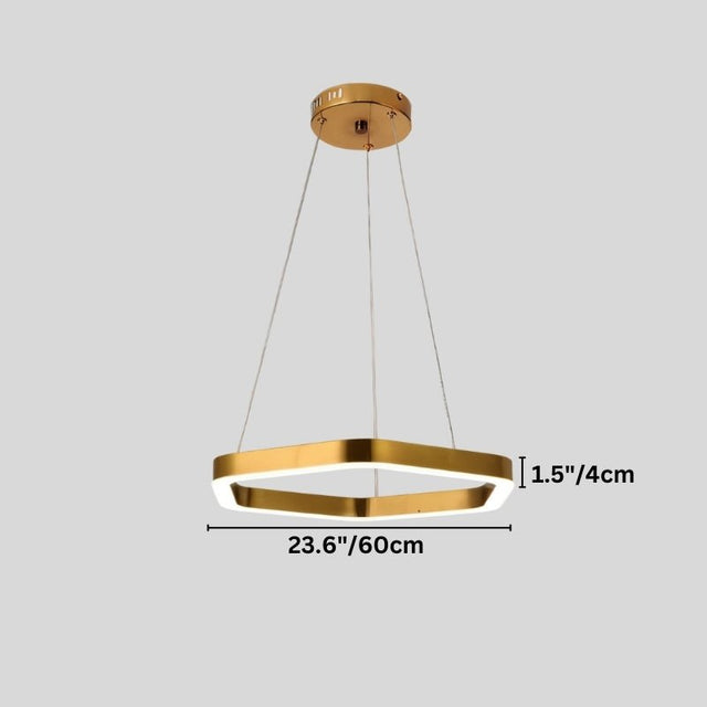 "Dimensions of a gold stainless steel chandelier with an extra large hexagonal frame: 23.6 inches in width and 1.5 inches in depth."