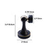 Black magnetic door stop with gold trim and ball-shaped head, shown with dimensions on white background.