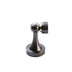 Gunmetal gray magnetic door stop with cone-shaped base and ball catch on white background.