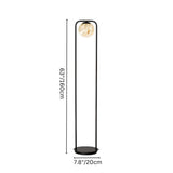 "Ostra floor lamp with dimensions 63 inches (160cm) height and 7.8 inches (20cm) base width, featuring a minimalist aluminum frame and alabaster globe."