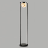 "Minimalist floor lamp with a single alabaster globe, sleek aluminum frame, and stable base, ideal for modern interiors with soft ambient lighting."