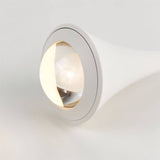 Close-up of the white Osvet Pendant Light's aluminum body and integrated LED light for focused illumination.