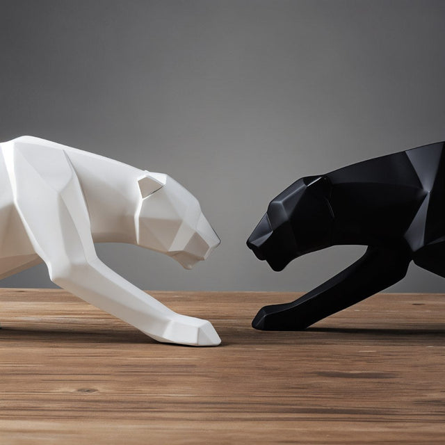 Escultura de pantera de 10"/17" - Mate