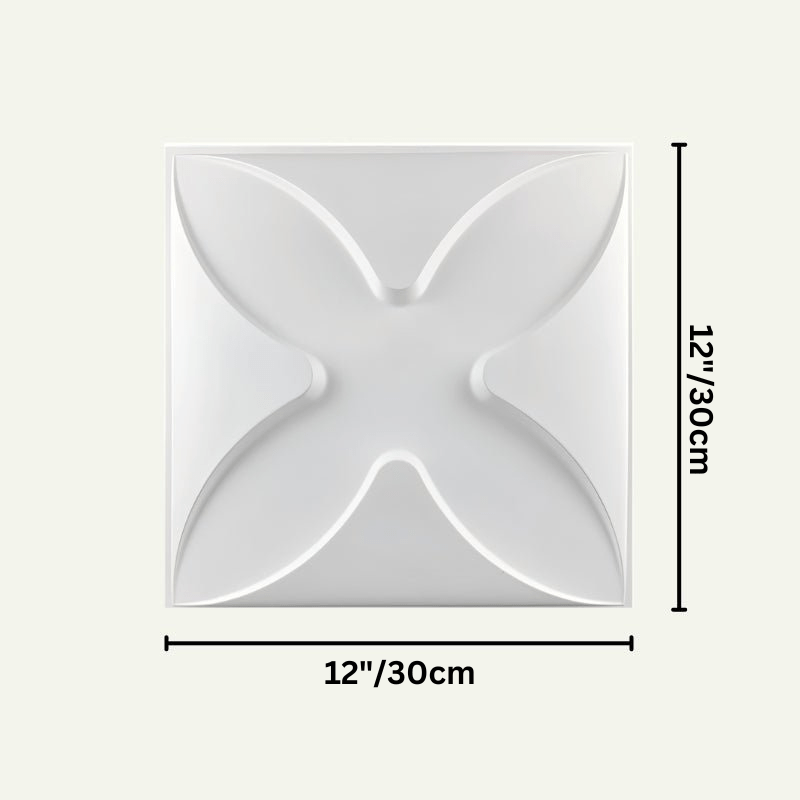 Pesni Wall Panel with X-shaped 3D PVC design, shown with 12x12 inch dimensions for easy wall panel fitting and installation.