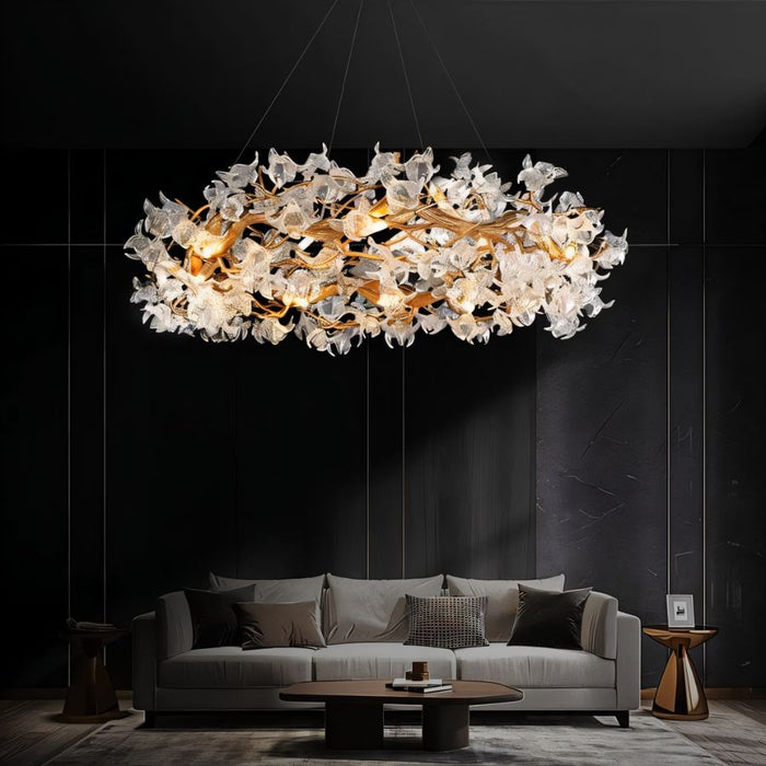 Petala Crystal Round Chandelier - Modern Lighting for Living Room