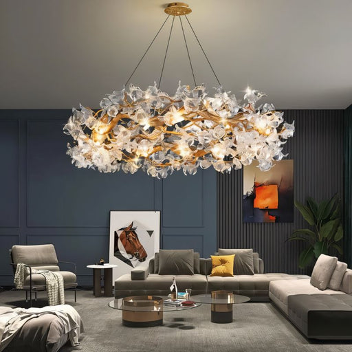 Petala Crystal Round Chandelier - Living Room Lights