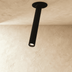 Technical drawing of a cylindrical ceiling light fixture with mounting plate shown from front view against white background.
