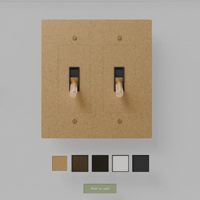 Custom Brass Light Switch (Build Your Own) dual toggle switch in brass finish with color selection options including black, white, and bronze.