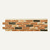 Pulchri wall panel with multicolored brick-like tiles in shades of red, black, and cream, mounted on a plain white background