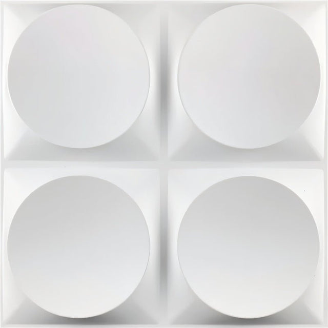 Pursian Wall Panel with four raised circular designs in white PVC, ideal for modern interior wall decor and easy installation.