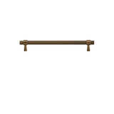 "Precision-crafted long brass knurled pull bar handle with a cylindrical shape and sleek metallic finish."
