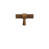 "Precision-crafted antique brass knurled T-Knobe with a cylindrical shape and sleek metallic finish."