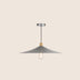"Raida pendant light with a sleek grey conical design, featuring minimalist style and gold accents, perfect for contemporary interiors."