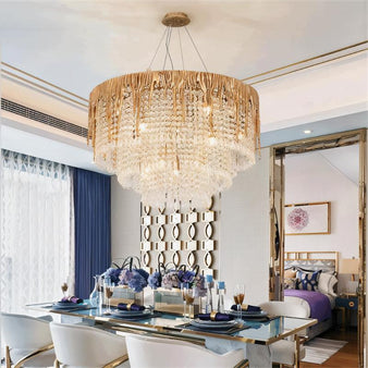 Ratna Round Crystal Chandelier - Dining Room Lighting