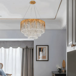 Ratna Round Crystal Chandelier - Living Room Lighting