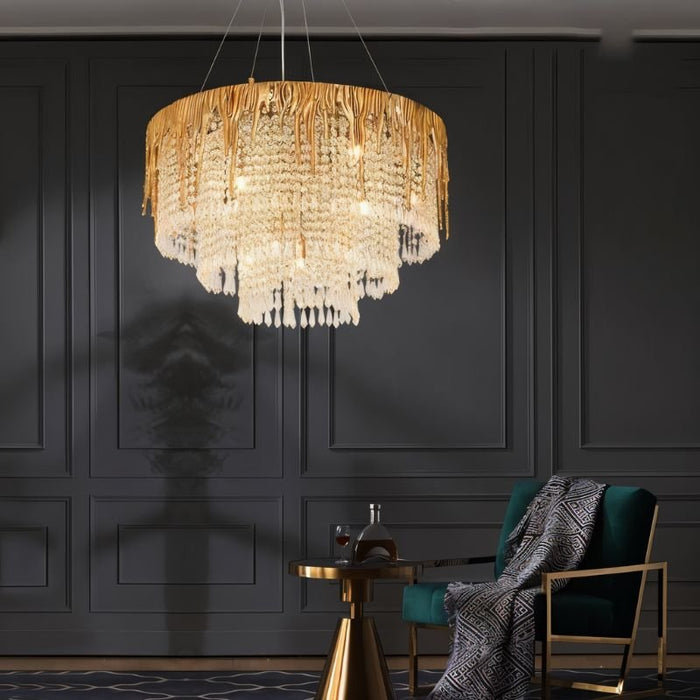 Ratna Round Crystal Chandelier - Living Room Lights
