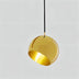 # Alt Text

Golden glass spherical pendant light with black cord hanging against white background.
