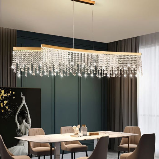 Rexana Crystal Linear Chandelier - Dining Room Lighting