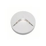 "A sleek, round step light with a minimalist design, featuring a durable plastic body and clear acrylic diffuser, providing a soft, focused downward glow."