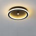 Oval ceiling light with black metal frame and white LED ring on gray background.