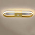 Gold and white oval LED ceiling light fixture mounted on a neutral beige wall.