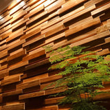 Ronus Decorative Panel - Modern, Acoustic-Enhancing Design with layered wood texture and indoor plant, ideal for modern interior decor.