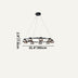 Black metal chandelier with 12 bronze dome shades suspended by cables, 80cm diameter, on white background.