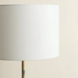 "Close-up of drum-shaped lampshade, smooth and minimal design, even light diffusion"