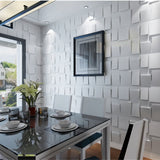 Rusan PVC Wall Panels in a modern dining room with geometric 3D design, ideal for stylish DIY home upgrades and easy installation.