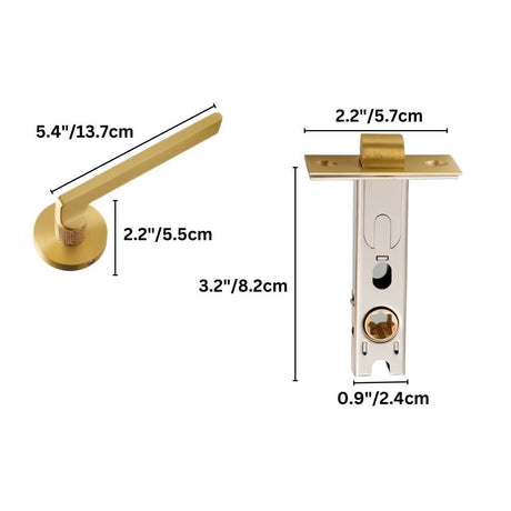 Sabaat Handle and Lock with detailed measurements, highlighting dimensions for accurate interior door fitting.