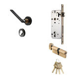 Sabaat Handle and Lock in black with full locking system and keys, providing complete security for interior doors.