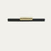 Black and brass pull bar with textured gold metal center grip on white background.