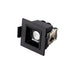 Black square recessed downlight fixture with white lens on white background.