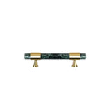 "A luxurious green marble handle with polished brass accents, ideal for contemporary and classic interiors."