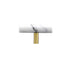 "A white marble knob with a polished brass stem, suitable for cabinets and drawers."