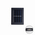 Black solar-powered wall lamp with integrated LED light and charging indicator, displayed against white background.