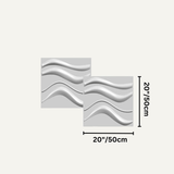 Serfa Wall Panel dimensions displayed as 20x20 inches or 50x50 cm, featuring 3D wave texture for PVC wall panel applications.