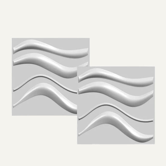 Close-up of Serfa Wall Panel showing two square PVC panels with raised wave patterns for stylish wall decoration.