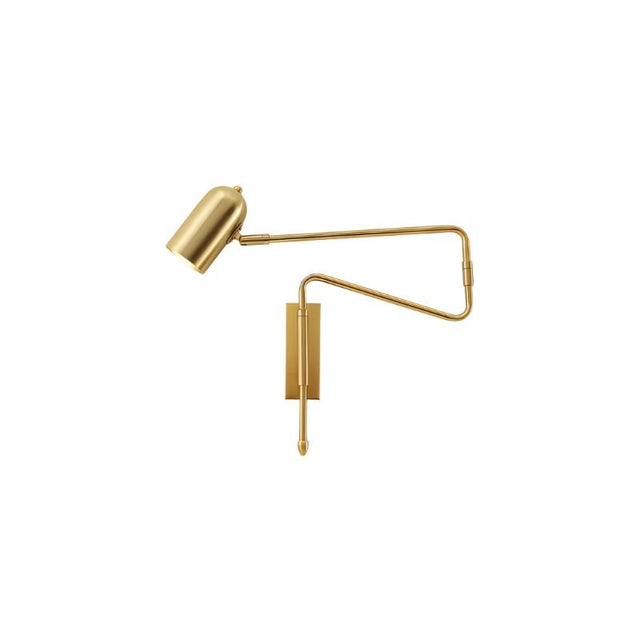 "Gold adjustable arm bedside reading lamp."
