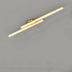 Angled ceiling light fixture with brass finish and warm white LED bars against gray background.