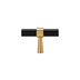 "Black and gold brass pull bar with cylindrical design and subtle accents, isolated on a white background."