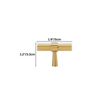 "Dimensions of a gold brass pull bar: 1.9 inches in length and 1.2 inches in height."