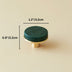 Green marble knob with brass stem and ring, shown against a beige background with dimensions labeled.