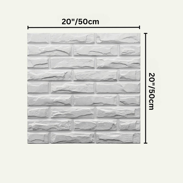 Someni Wall Panel in white faux brick design, measuring 20x20 inches, perfect for DIY wall decoration projects.